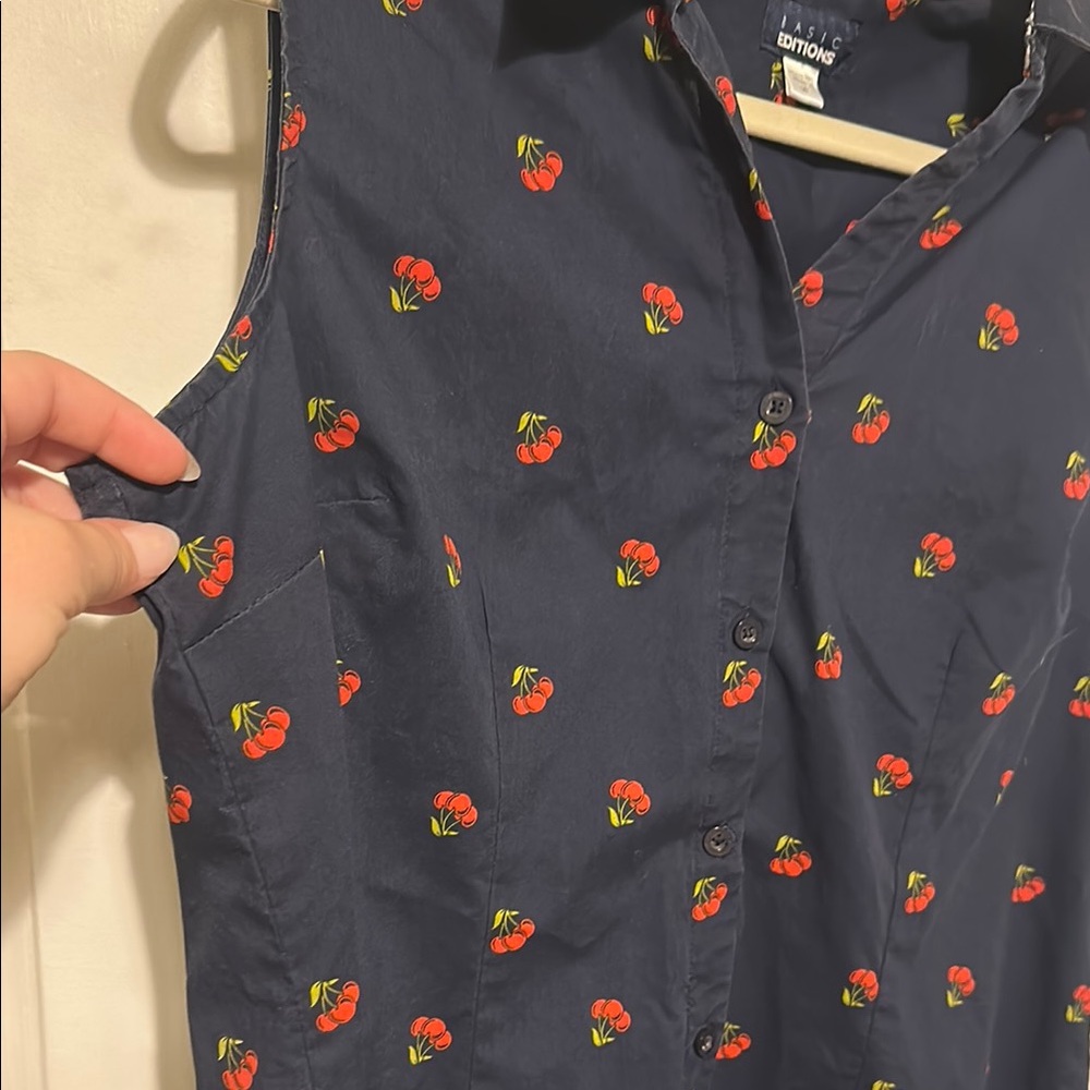 Vintage Basic Editions Cherry Button Down Top - image 3